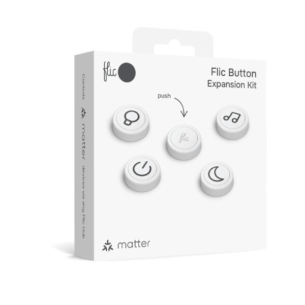 Flic Button Expansion Kit – 5x Smart Buttons (White)