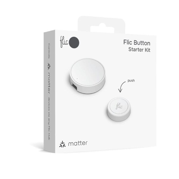 Flic Button Starter Kit – Smart Button + Hub Mini (White)