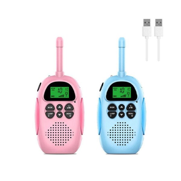 Beakey 2 Pcs Kids Walkie Talkies Rechargeable 22 Channels 2 Way Radio-Pink Blue