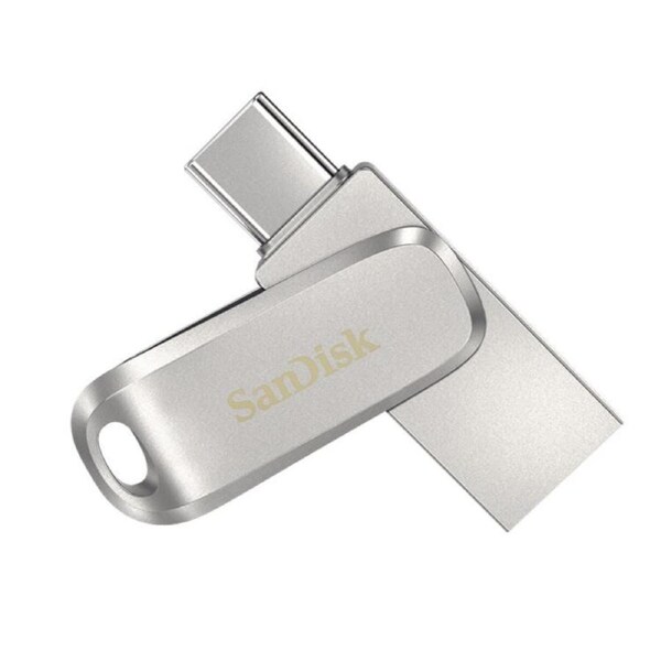 SanDisk Ultra Dual Drive Luxe USB Type-C Flash Drive - 64GB (Silver) 400MB/s USB3.1 Type-C Swivel for Android Smartphones Tablets Macs PCs