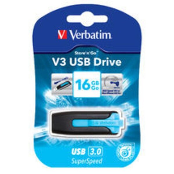 Verbatim 16GB V3 USB3.0 Blue Store'n'Go V3; Rectractable USB Storage Drive