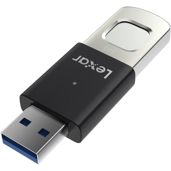 Lexar F35 PRO 64GB JumpDrive Fingerprint USB 3.2 Gen 1, up to 300MB/s read, 150MB/s write transfer content between your USB Type-CTM and Type-A devic