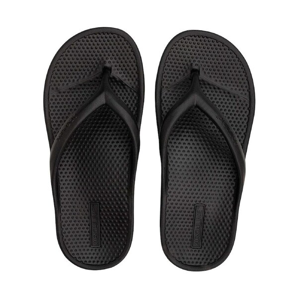 Archline Rebound Orthotic Foam Thongs Arch Support Flip Flops Orthopedic - Black EU 38