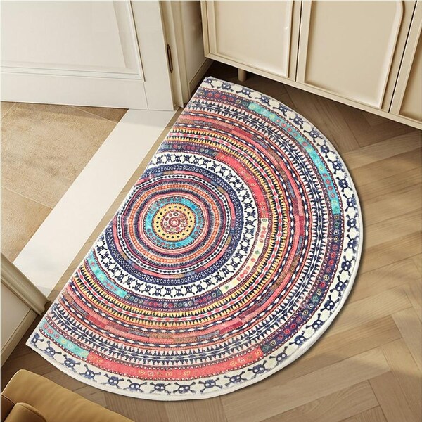 Marlow Floor Rug Door Mat Half Moon Semi-Circle Velvety Non Slip Entrance 60x90 #1