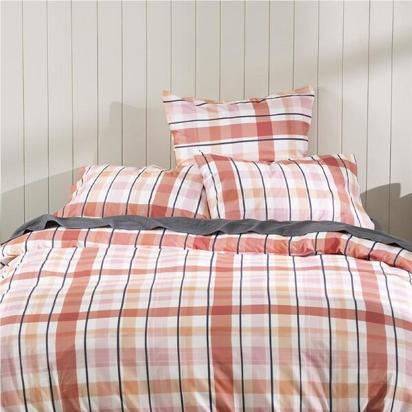 Ecology Isla Quilt Cover Clay/Pink Home Bedding Organic Cotton Super King