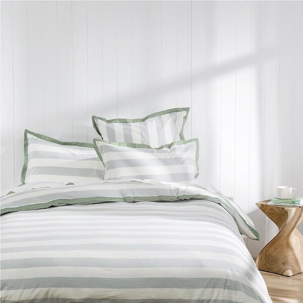 Ecology Horizon Quilt Cover Blue/White/Sage Home Bedding Super King