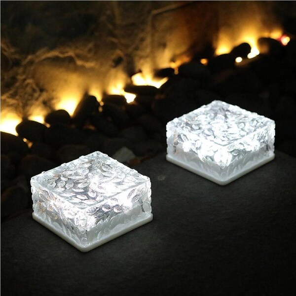 4pcs Waterproof Solar Powered LED Light Buried Ice Brick Lamp for Outdoor Yard Garden Colorful Light