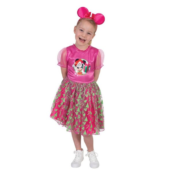 Minnie Mouse Christmas Tutu Dress w/ Headband Costume Party Kids Pink 4-6 Years