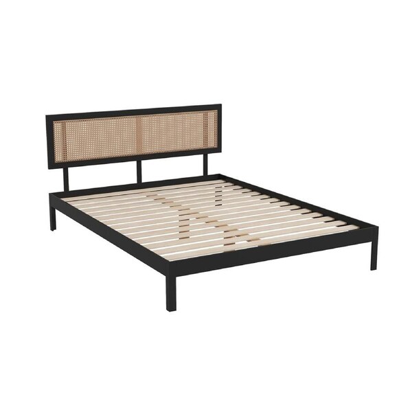 Casa Decor Tulum Platform Bed Rattan Bed Head Solid Wooden Frame King