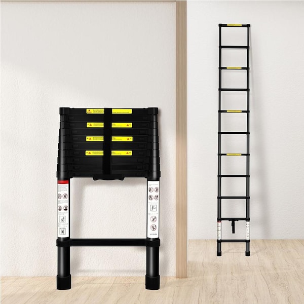 Telescopic Ladder Step Aluminium Extension Portable MultiPurpose 3.2M/Black