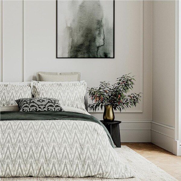 Bedeck Nadir Bed Duvet Quilt Cover Set With Pillowcases Green/CHAR King