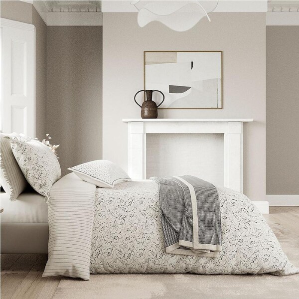 Bedeck Ayda Bed Duvet Quilt Cover Set With Pillowcases Chalk Queen
