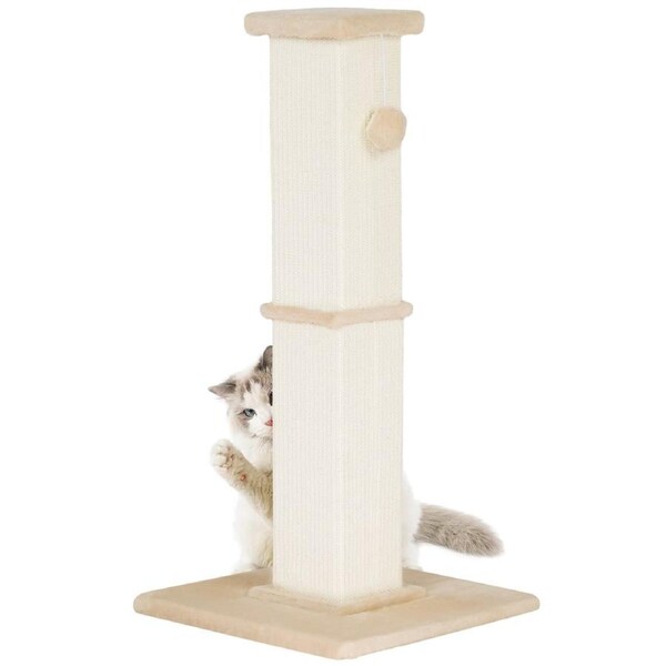 Advwin Cat Scratching Post Cat Tree Scratcher Towers Furniture Wood 84cm Beige