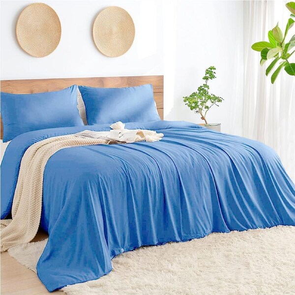LINENOVA 2000TC Hotel Quality Bamboo Blend Quilt Cover Sets Antimicrobial Breathable Comfort Bedding Set Single / Ocean