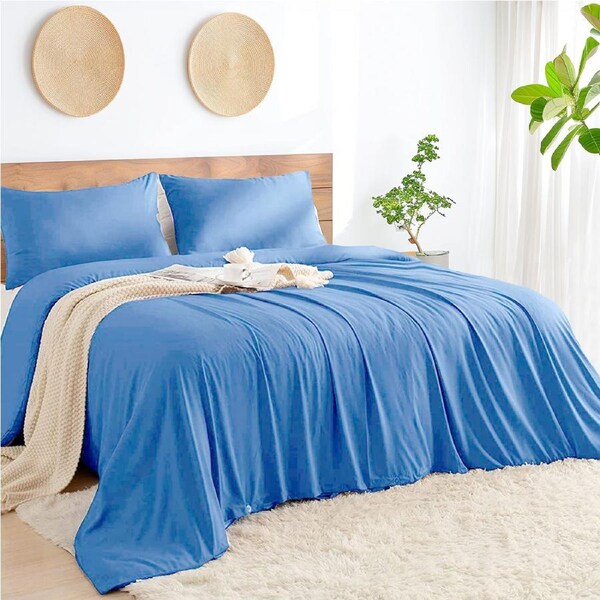 LINENOVA 2000TC Hotel Quality Bamboo Blend Quilt Cover Sets Antimicrobial Breathable Comfort Bedding Set King / Ocean