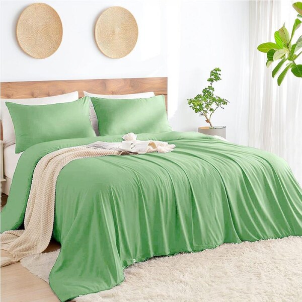 LINENOVA 2000TC Hotel Quality Bamboo Blend Quilt Cover Sets Antimicrobial Breathable Comfort Bedding Set King / Avocado