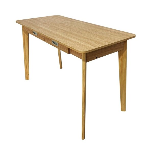 Foret Modern Minimalist Study Desk Built-in Drawers Office Home PC Laptop Table 120x55x75H-Maple