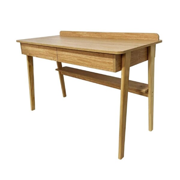 Foret Modern Minimalist Study Desk Built-in Drawers Office Home PC Laptop Table 120x55x73.5H-Maple