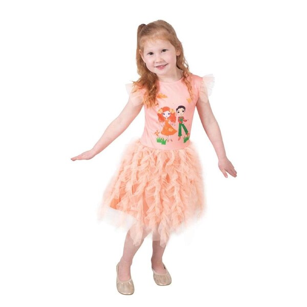 Emma Memma & Elvin Melvin Deluxe Costume Halloween Party Girls Peach 3-5 Years