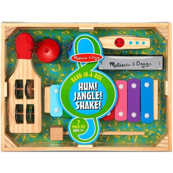 Melissa & Doug Wooden Band-in-a-Box - Hum! Jangle! Shake! Playset