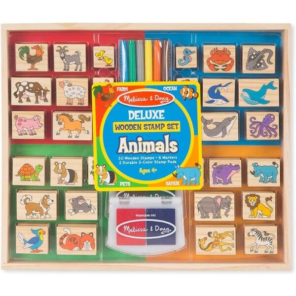 Melissa & Doug Deluxe Wooden Stamp Set - Animals