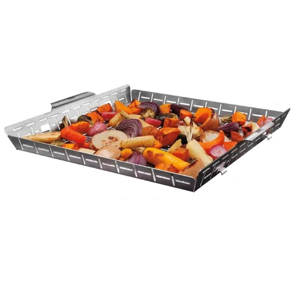 WEBER Vegetable Grilling Basket - Barbecue BBQ Outdoor Seafood Meat Grill Basket - Stainless steel