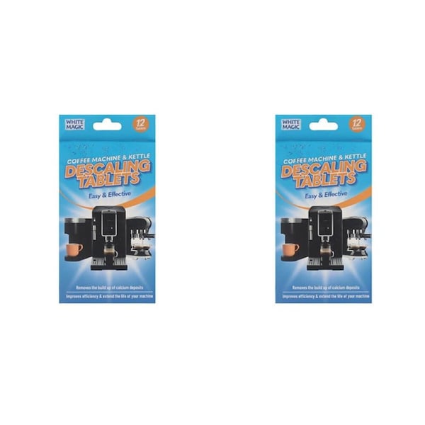 2x 12pc White Magic Coffee Machine & Kettle Descaler Tablets 18.3cm