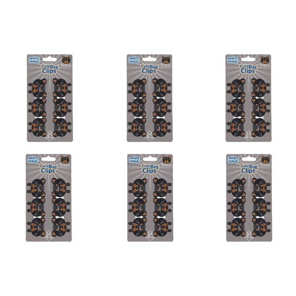 6x 6pc White Magic Cute Tidy Bag Clip Food Saver Sealer Set 4.5cm Rottweiler