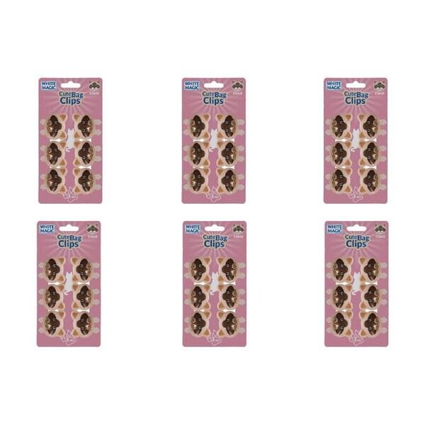 6x 6pc White Magic Cute Tidy Bag Clip Food Saver Sealer Set 4.5cm Birman