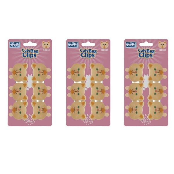 3x 6pc White Magic Cute Tidy Bag Clip Food Saver Sealer Set 4.5cm Persian