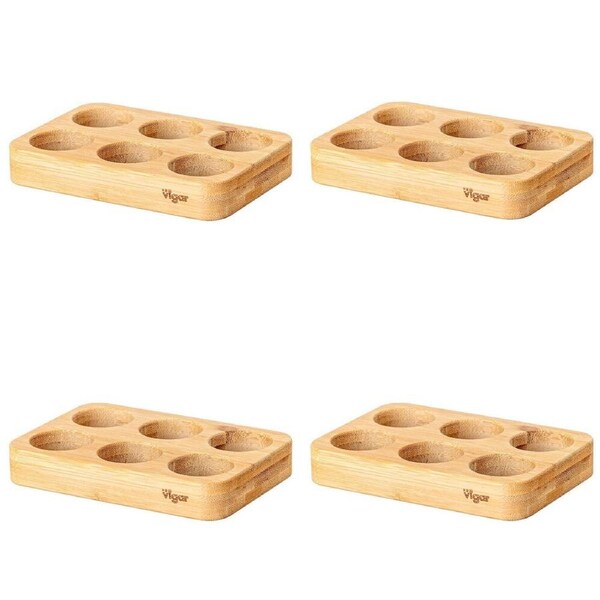 4PK Vigar Becco Bamboo 6-Egg Holder Pantry Organiser Tray 15.6cm