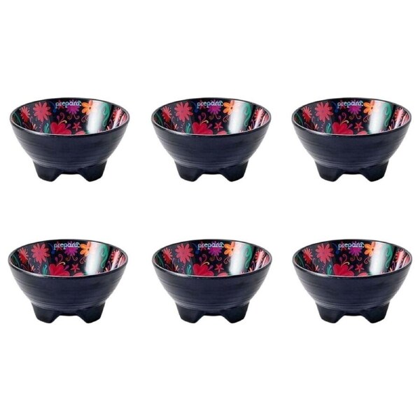 6PK Prepara Melamine Tortilla Taco Party Serving Bowl Day of the Dead Ed 4in BLK