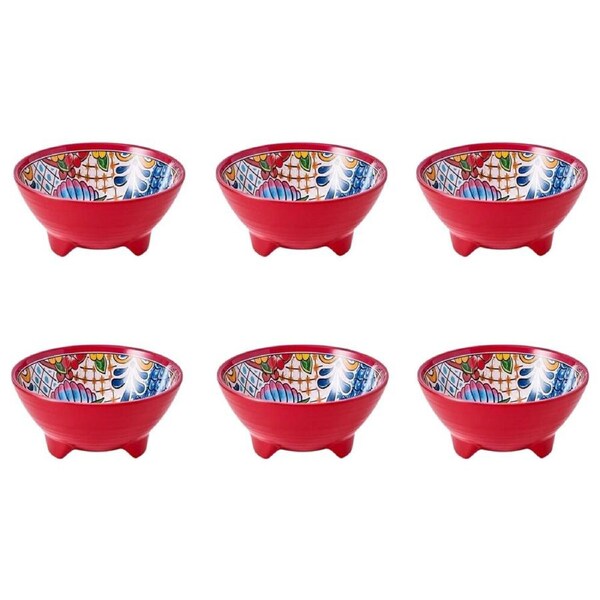 6PK Prepara Melamine Tortilla Taco Party Serving Dip Bowl 6in Red