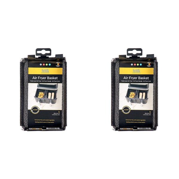 2PK Nostik Reusable Non-Stick Kitchen Air Fryer Basket 20x12.5cm Black