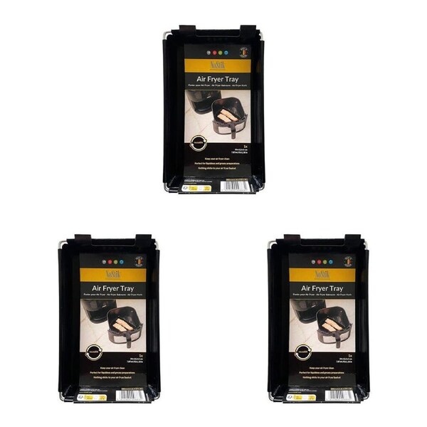 3PK Nostik Reusable Non-Stick Kitchen Air Fryer Tray 20x12.5cm Black