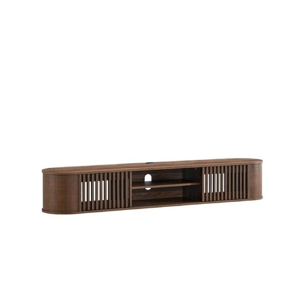 Anna Wall Mount Entertainment TV Unit Floating 2 Doors 180cm Walnut