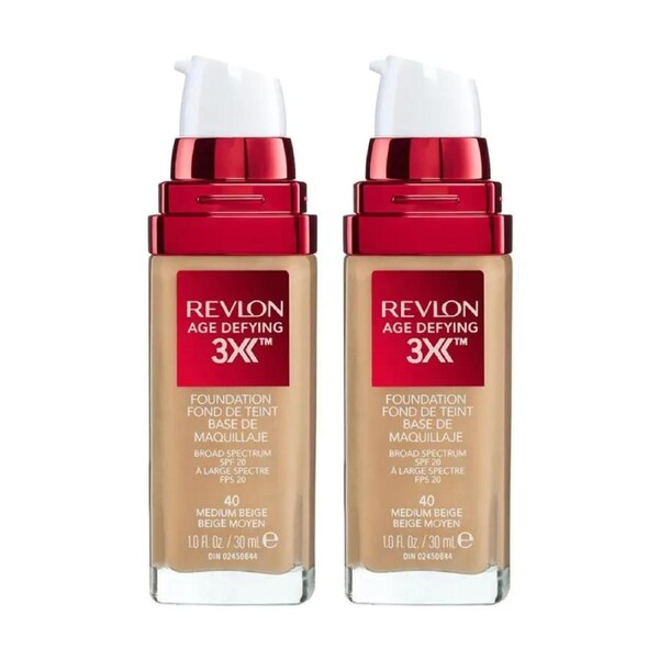 2 x Revlon Age Defying 3X Foundation 30mL - 40 Medium Beige