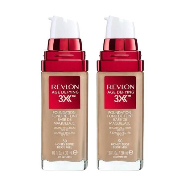 2 x Revlon Age Defying 3X Foundation 30mL - 50 Honey Beige