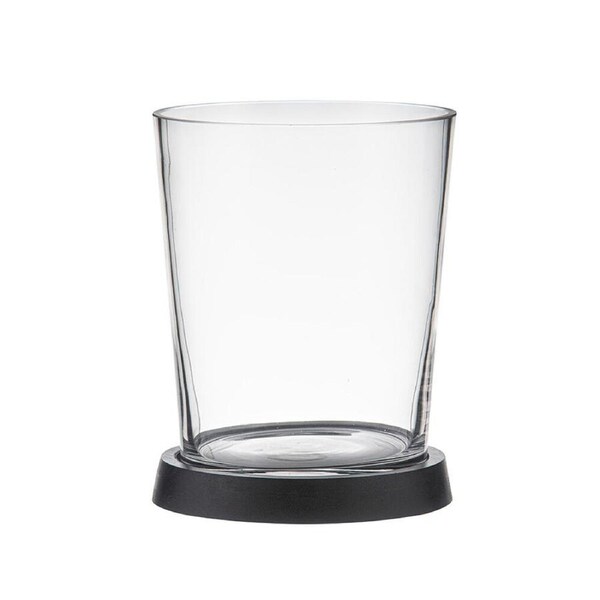 Tempa Harvey Ice Cooler Storage Bucket w/ Wooden Base Clear/Black