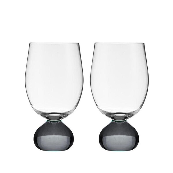 2pc Tempa Zephyr Spherical Wine Drinking Glasses Set 16cm Charcoal