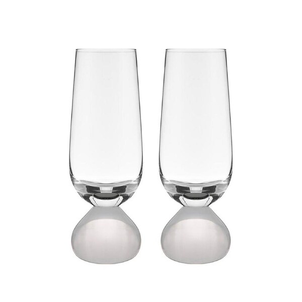 2pc Tempa Zephyr Spherical Champagne Flute Drinking Glasses Set 17cm White