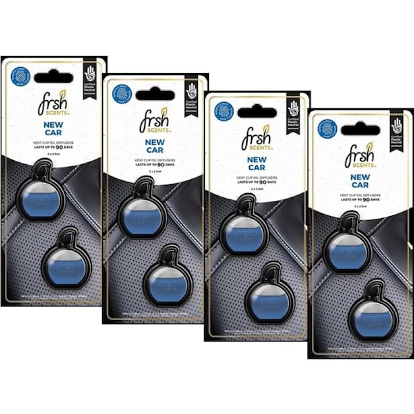 Car Air Freshener Clip New Car Fragrance FrshScents Mini Vent Odor Eliminator Twin Pack x 4