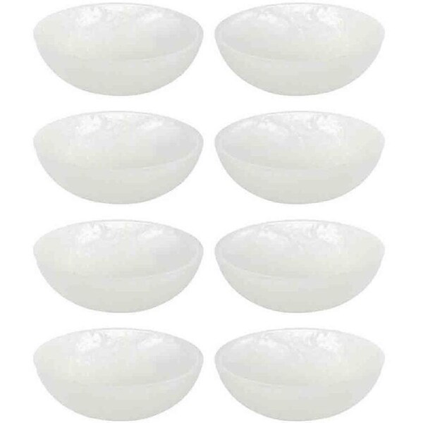 4x 2pc Tempa Bennett Marble Finish Resin Serving Bowl Set 10cm White