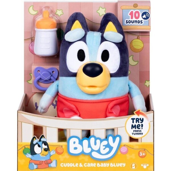 Bluey Cuddle & Care Baby with 10 Sounds Plush