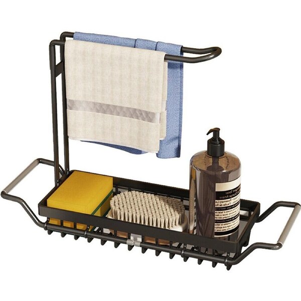 Black Sink Soap Holder Sponges Caddy