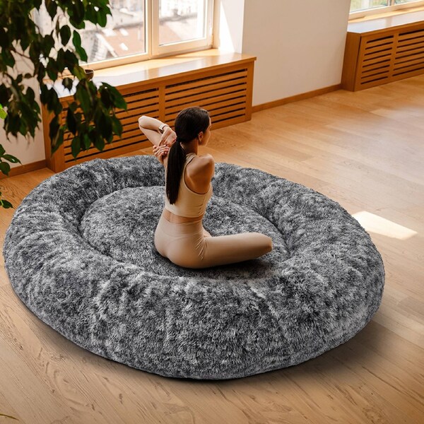 TheNapBed Memory Foam Pet Bed Dog Human Size Calming Cushion Fluffy Floor Soft Charcoal