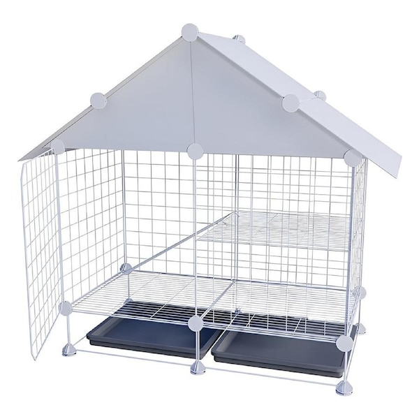 Indoor Outdoor Rabbit Hutch Double Layer Cage Cleaning Free Bunny House Villa