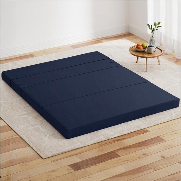 Giselle Foldable Mattress Folding Foam Mattresses Portable Floor Mat Blue Double