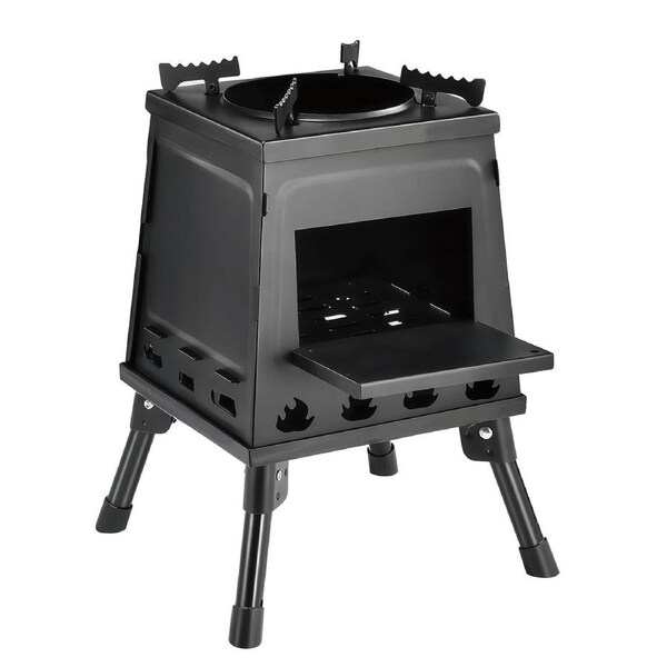 Glasshaus Co. Portable Tent Heating Stove - Foldable Outdoor Fire Wood-Burning Camping Stove w/ Bag