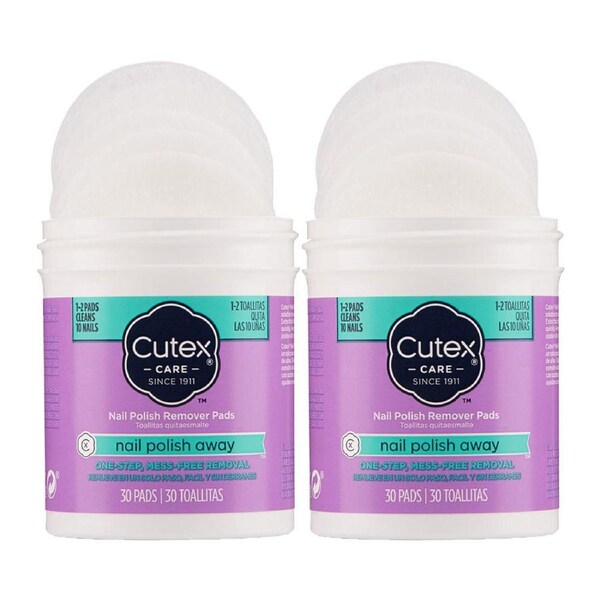 Cutex Nail Polish Remover Pads NAIL POLISH AWAY 30 pads - 2 pack